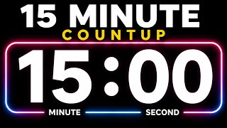 15 Minute Count Up Timer ⏱️ | Stopwatch | Full Screen HD