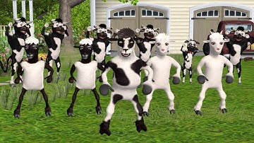 Cute Goat and Cow Dancing Happy Birthday Children