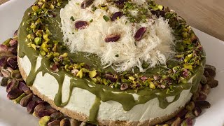 Pistachio Cheese Cake ألذ تشيز كيك البستاشيو ممكن تذوقوه ياجماعة هذا التشيز خارق حاارق مدمرررجربوه