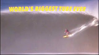 (4K)   RECORDS THE LARGEST WAVES/TUBE EVER SURFED |  IS THIS THE WORLD'S BIGGEST TUBE RIDE EVER????
