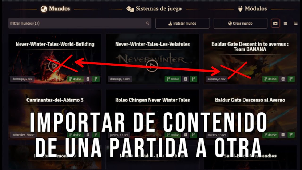 Tutorial Foundry Vtt V12  Importar contenido de una partida a otra