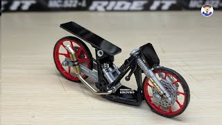 Tutorial Membuat Miniatur Motor Drag Ceper Hitam Terbaru || miniatur motor drag 