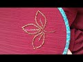 Easy Beads Leaf Embroidery Design 🍃 | Hand Embroidery for Beginners | DIY Dress Design