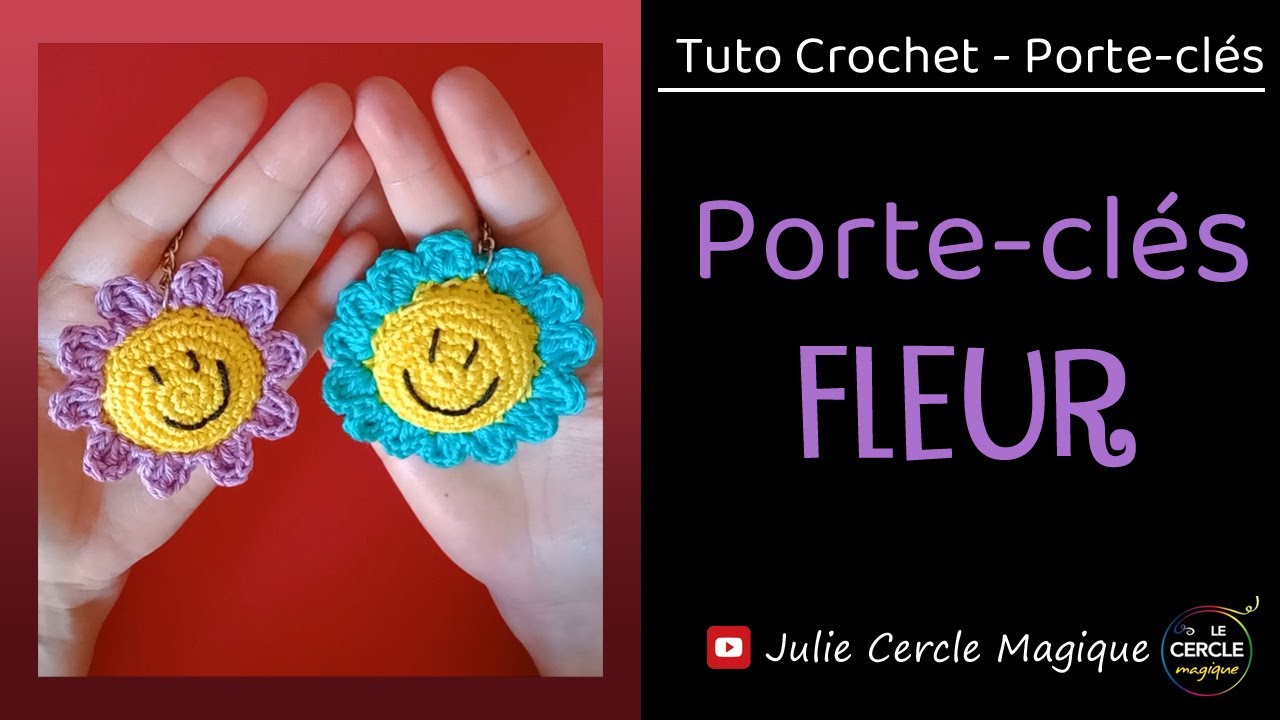😃 TUTO porte-clés fleur au crochet - facile - spécial débutant 😃