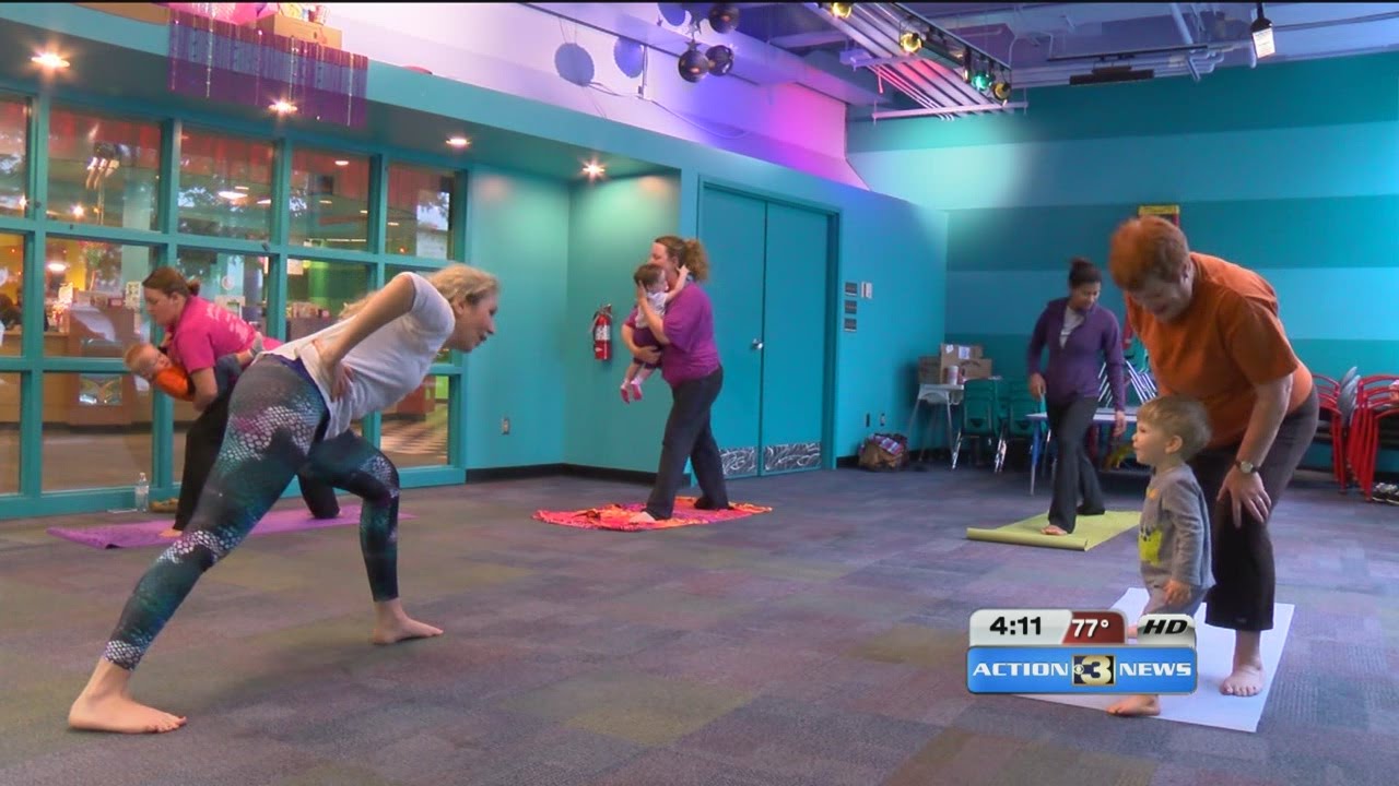 Moms, toddlers do yoga at Omaha Children's Museum YouTube