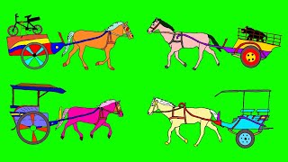 Green Screen Animasi Kuda Delman Warna Warni Keren