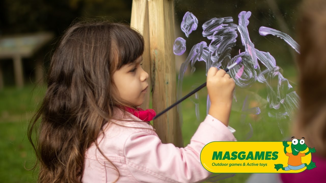 Pizarra Infantil De Exterior MASGAMES LAPITZ – Madera Tratada Autoclave, Pantalla Transparente De Poliestireno, Para Jardín (Uso Doméstico)