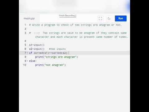 Anagram || easy coding || Day 2 || Python @placementprep - YouTube