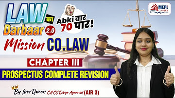 LAW का DARBAAR 2.O🔥Mission Co. LAW - Prospectus Full Chapter Revision By Divya Agarwal Mam | MEPL