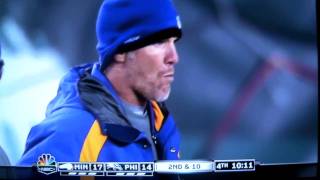 Brett favre takes a dip during the postponed vikings-eagles game.
