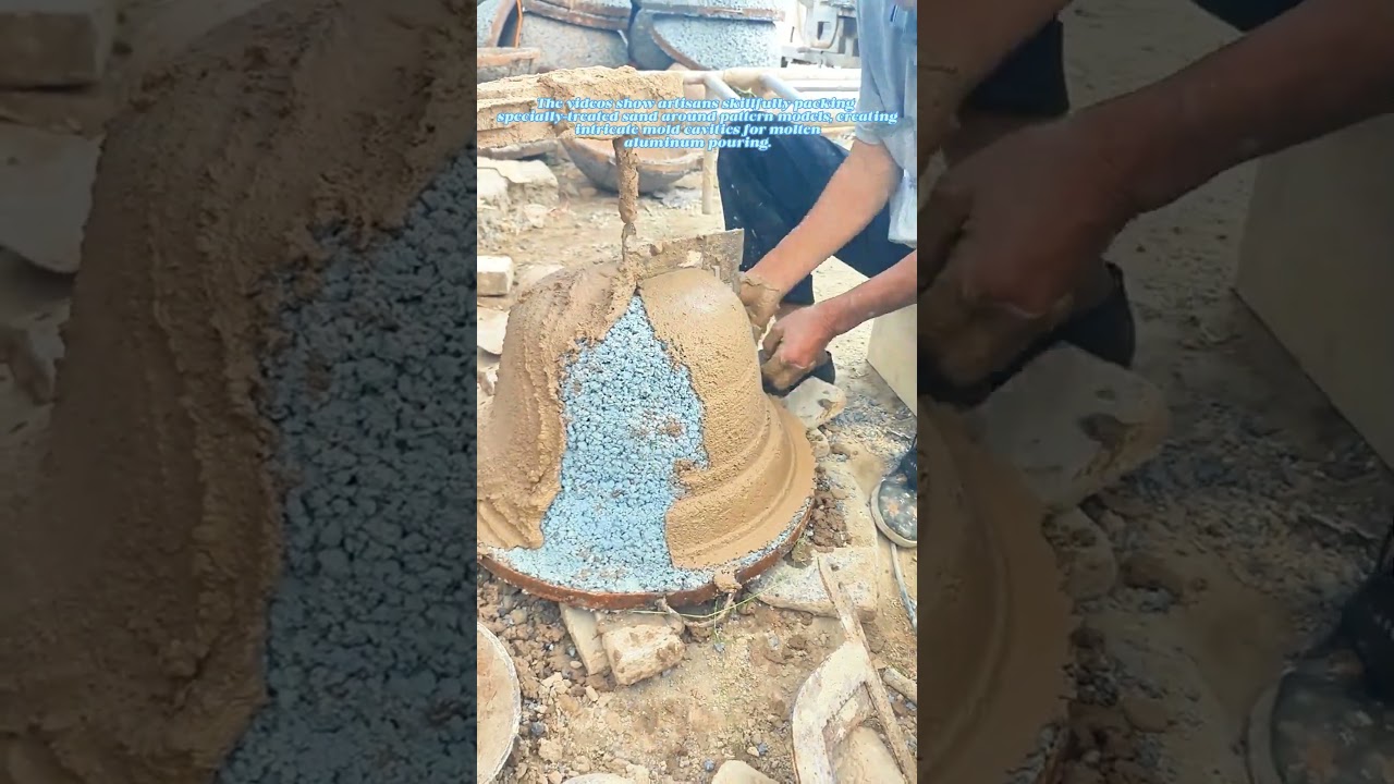 Farmers Crafting Sand Molds for Aluminum Pot Casting