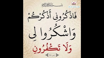 فَاذْكُرُونِي أَذْكُرْكُمْ وَاشْكُرُوا لِي وَلَا تَكْفُرُونِ ( تلاوة هادئة جدا من سورة البقرة )