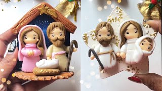 How to make Christmas Crib | DIY Nativity Scene Tutorial | Christmas Decor | Clay Craft Ideas