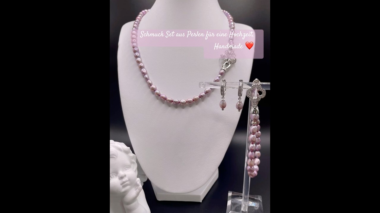 Süßwasserperlen, Schmuckset für eine Hochzeit handgefertigt 