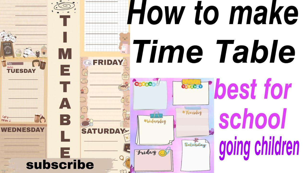 How to make Time table best for school going children. - YouTube