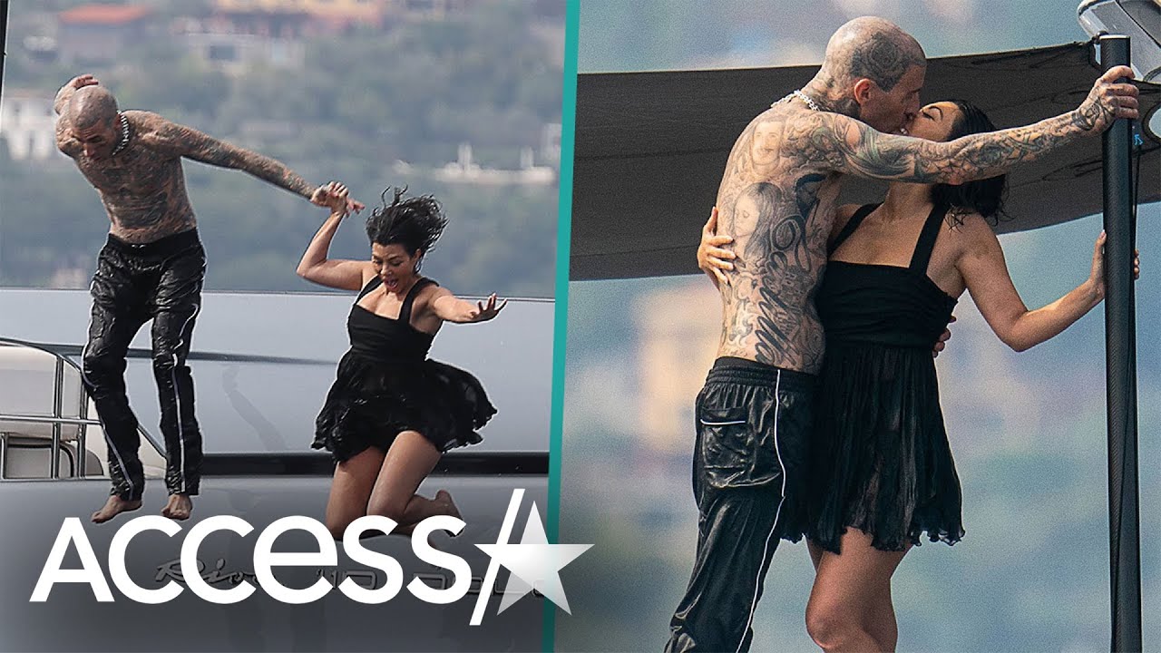 Kourtney Kardashian & Travis Barker Jump Off Yacht Together After Wedding