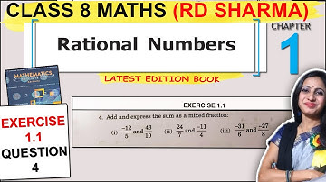 Class 8 Maths RD Sharma Solutions | Rational Numbers | Exercise 1.1 Question 4 Solution