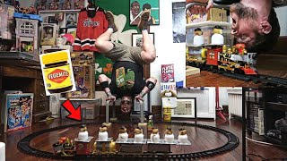 Most Vegemite Donuts Eaten in 3 Min From A &quot;CHOO CHOO&quot; Train (While Upside Down) | L.A. BEAST