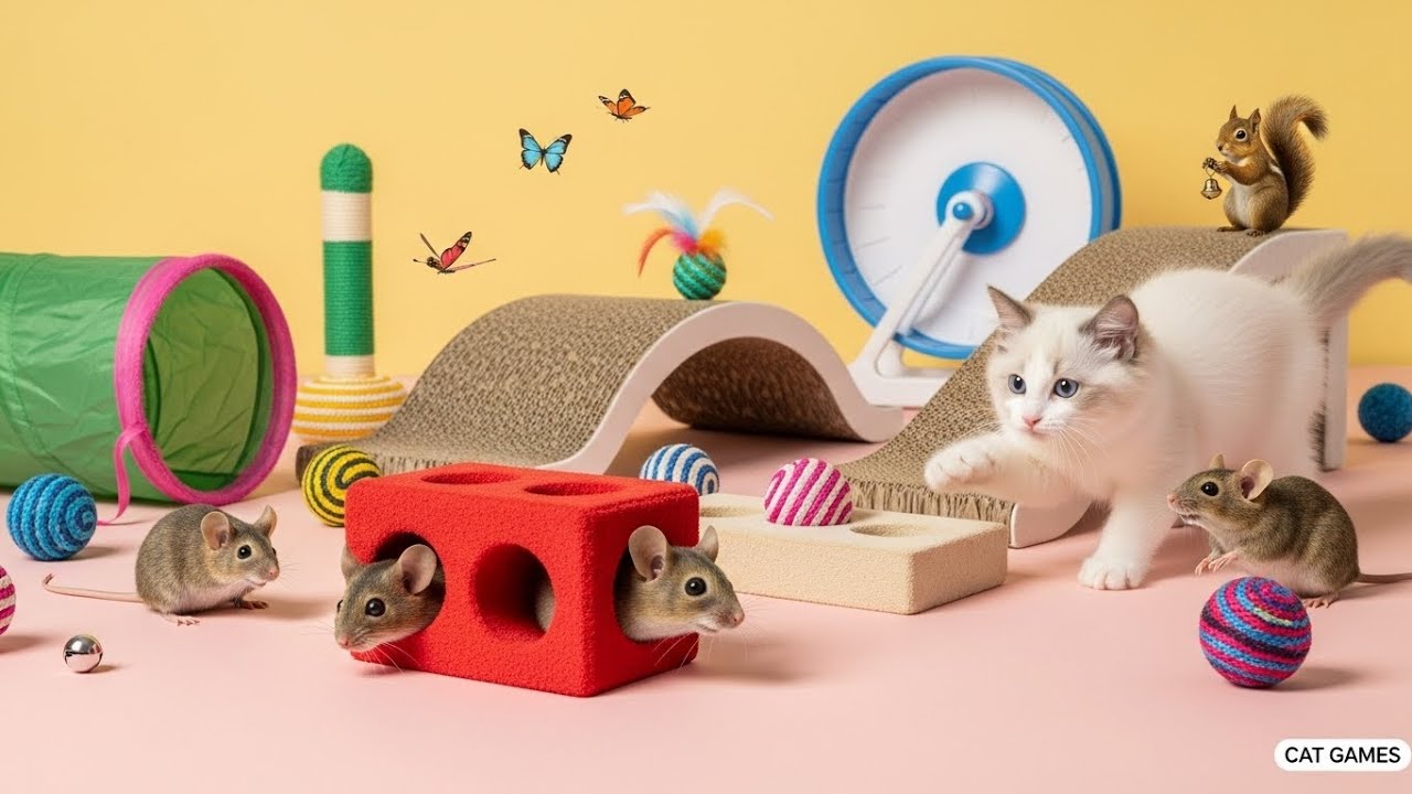 🔴LIVE 10 HOUR - WOW! A selection of calming games designed for cats #49