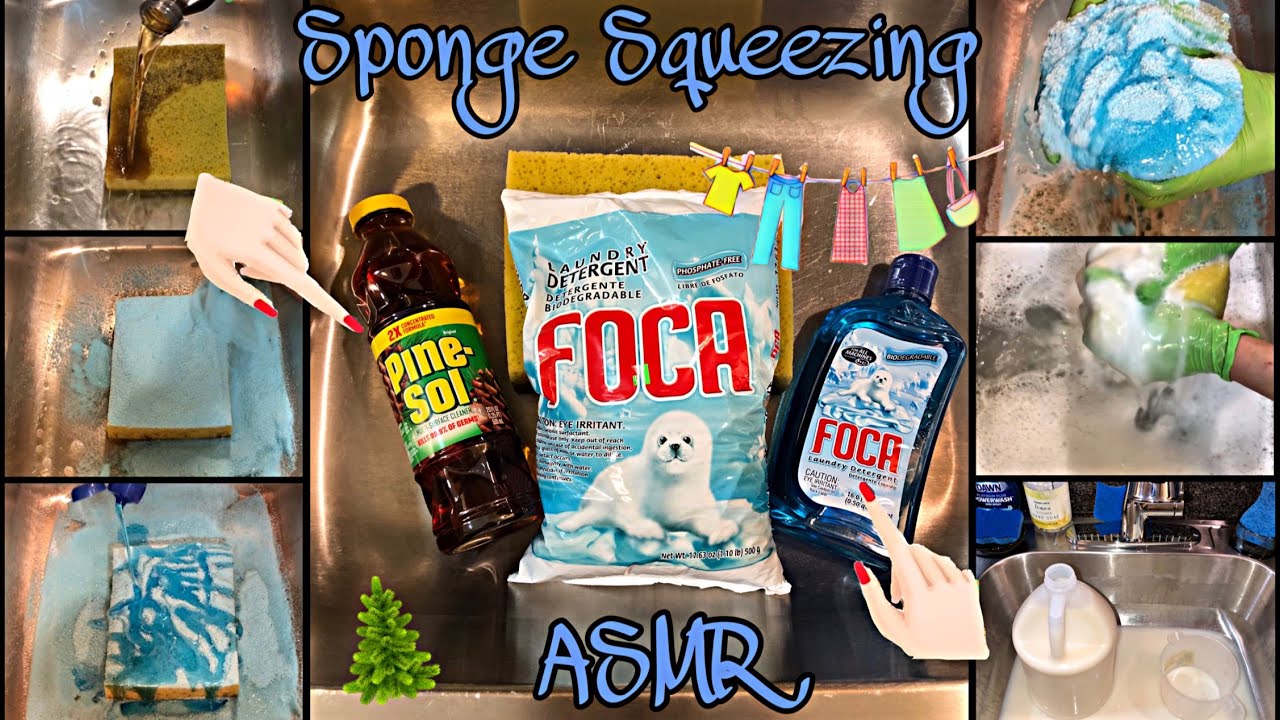 Pine & Laundry ASMR~PineSol & Foca~Sponge Squeezing 🧽 ~Oddly Satisfying #asmr #pinesol #focalaundry