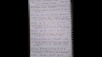 Class 10 Maths MCQs Chapter 7 , Coordinate Geometry | Answers are given in last of the Video| mcq.