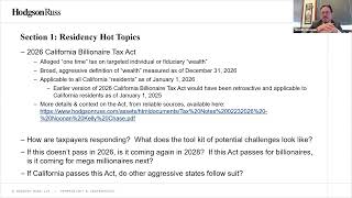 Webinar/Podcast 161: Hot Topics in State Tax Residency: Audit Enforcement and Wealth Taxes