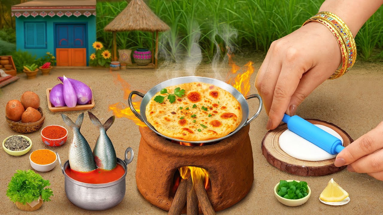 Fish Paratha Food🔥Yummy Miniature Flatbread With Fish Cooking Recipe🐠Tara Mini Food