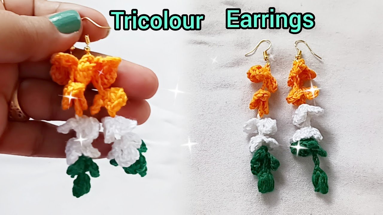 Republic Day Special 🇮🇳Tricolour Flower Earring| Easy Crochet Flower Earring Tutorial For Beginners 