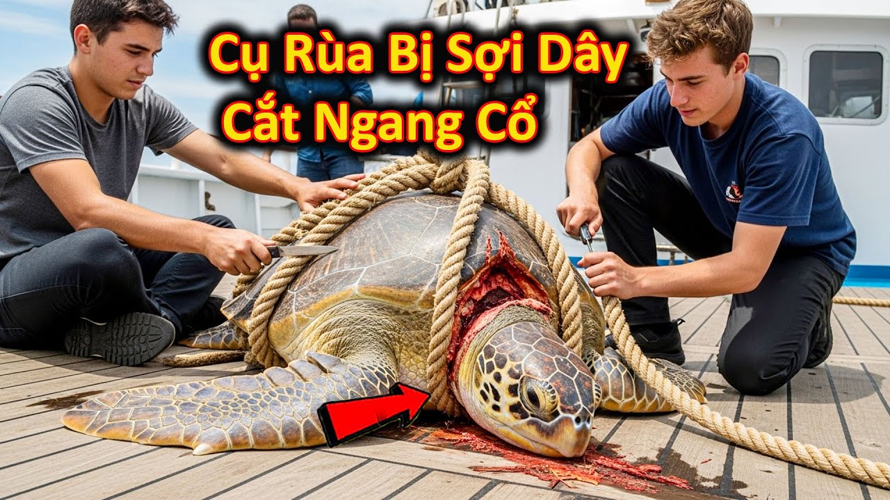 Giải Cứu Cụ Rùa Ngàn Năm Tuổi Bị Sợi Dây Cắt Ngang Cổ Đến Ch.ết Và Cái ...