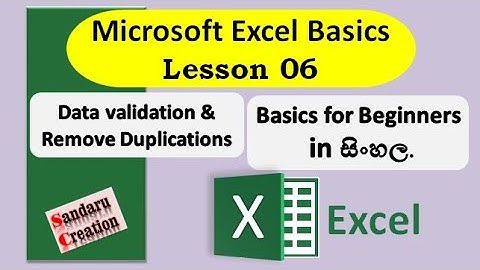 Microsoft excel for beginners in Sinhala (Lesson 06) Data validation & Remove Duplication in sinhala