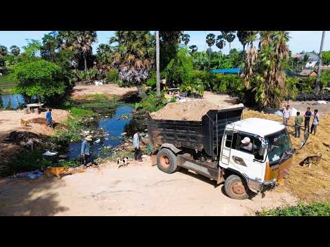 First Start New PROJECT!! LANDFILL Delete Garbage In Deep Pond Use Strong D20p Dozer And 5Ton Truck.