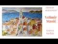 Skijanje i slikanje akvarelom Korčula cijeli postupak slikanja crtež i slikanje