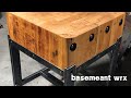 vintage butcher block restoration - steel mobile base