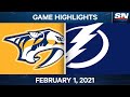 NHL Game Highlights | Predators vs. Lightning - Feb. 01, 2021