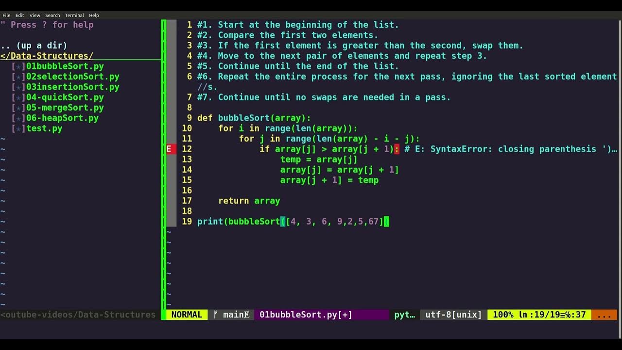 Bubble Sort Using Python - YouTube