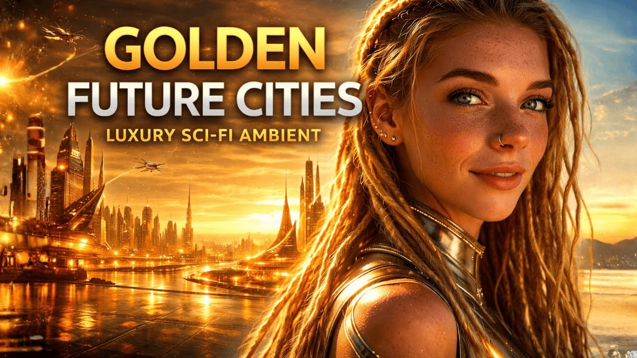 Luxury Sci-Fi Visual ASMR | Golden Cyberpunk Future Cities (1 Hour)