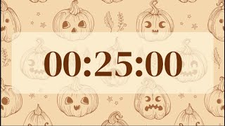 25 Minute Halloween Pomodoro Timer – Focus with Spooky Pumpkins