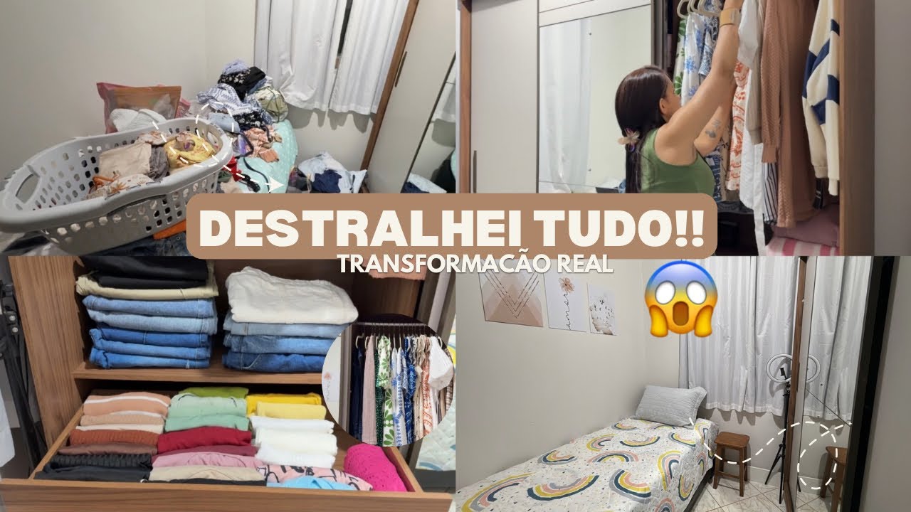 DO CAOS A PAZ: TRANSFORMAÇÃO REAL NO GUARDA-ROUPA E NO QUARTO | DESTRALHEI TUDO!! 