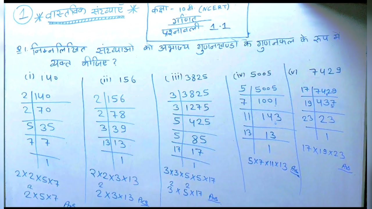 Class 10 Maths Chapter 1 | Prashnawali 1.1 | NCERT Solutions | 2026 Board Exam