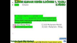 9. SINIF KURANI KERİM 2.DÖNEM 1.YAZILI