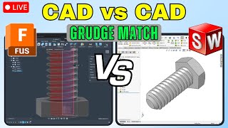 CAD vs CAD Grudge Match - BATTLE 1 - FUSION vs SOLIDWORKS - HEX BOLT for 3D Printing