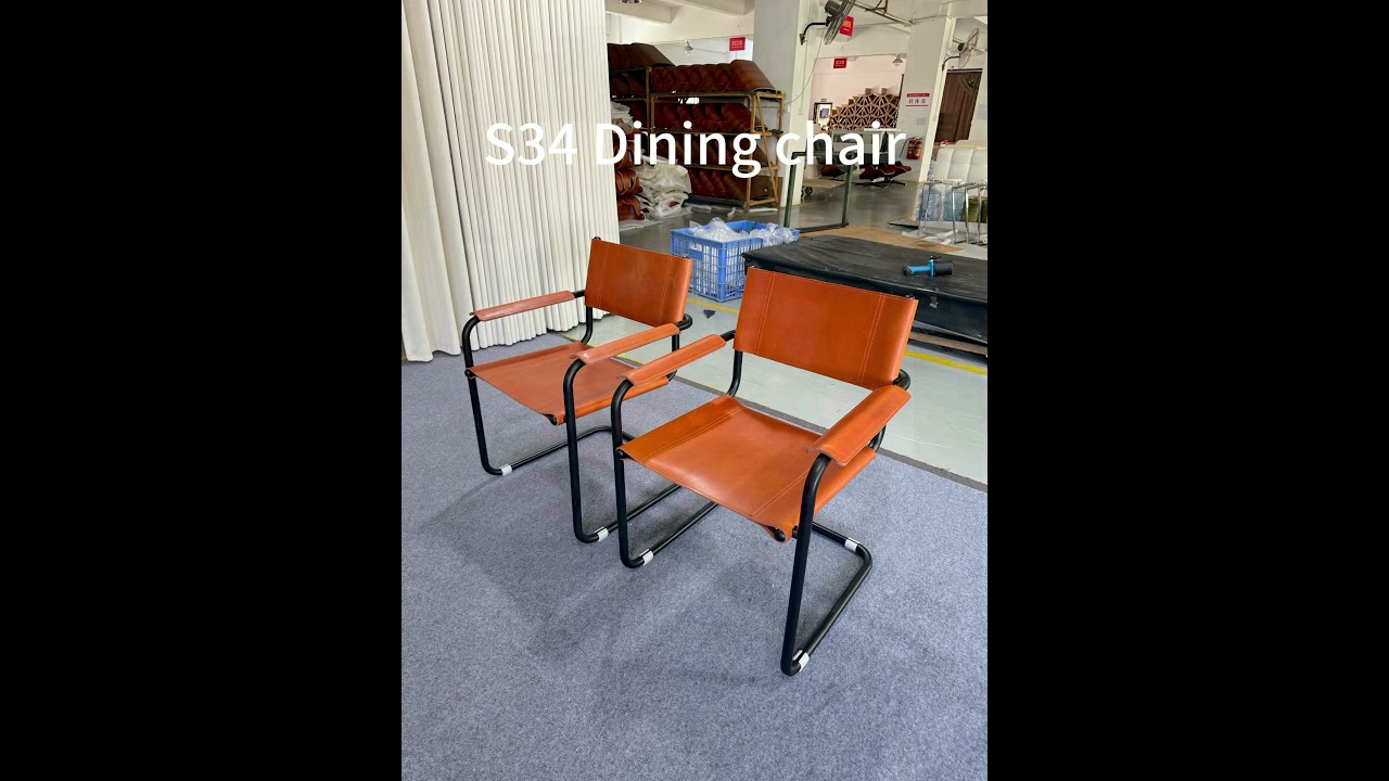 S34 dining chair in brown saddle leather 