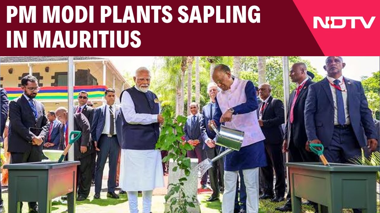 PM Modi In Mauritius | PM Modi Plants Sapling In Mauritius Under 'Ek Ped Maa Ke Naam' Initiative
