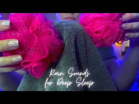 ASMR ⎪Rain and Thunder Ambience for Sleep (Towel and Sponge crinkly sounds)