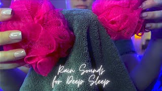 ASMR ⎪Rain and Thunder Ambience for Sleep (Towel and Sponge crinkly sounds)