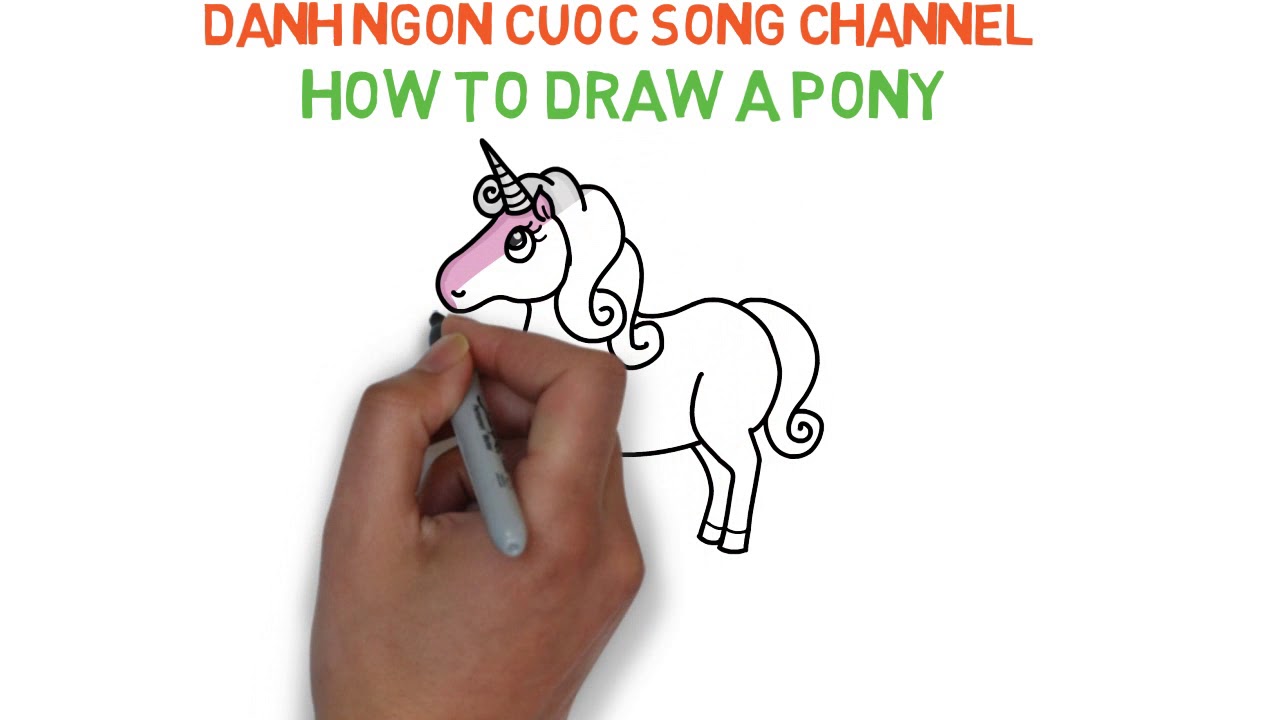 How to draw a Pony _ Hướng dẫn vẽ Ngựa Pony cho bé - Channel for Kids