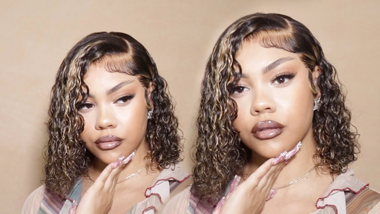 summer ready highlighted curly bob 😍 | megalook hair