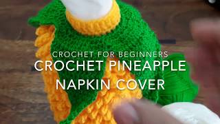 Crochet tissue box cover for round tissue box pineapple shaped | How to Crochet a Mini Pineapple