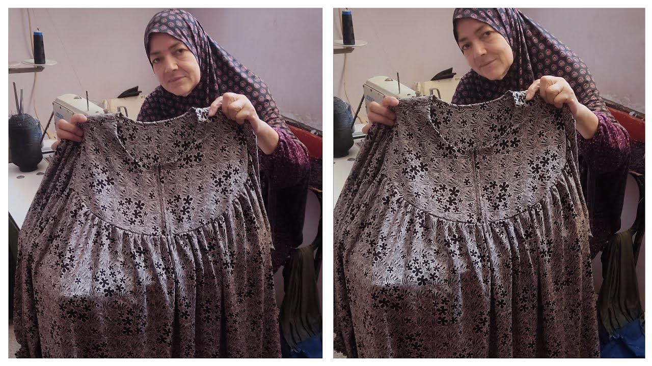 💥قص وخياطه جلابيه بسفره مدوره مقاس 6 اكس لارج