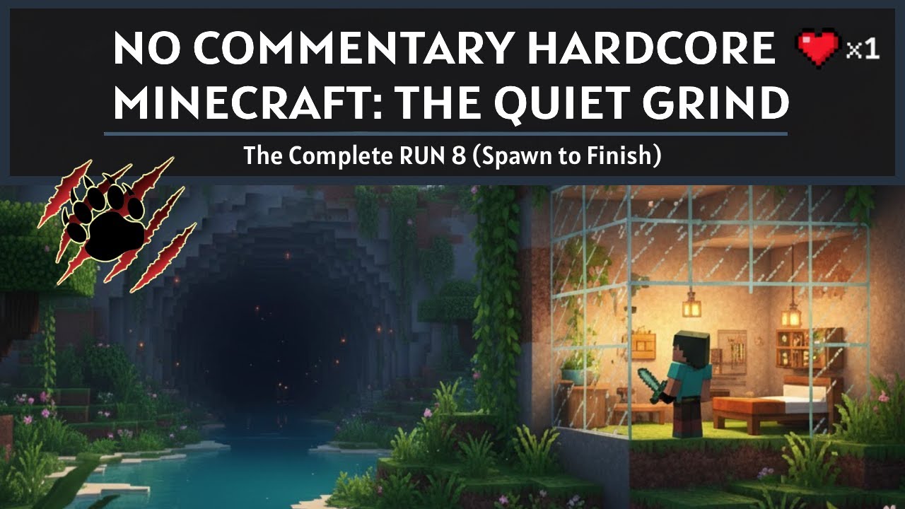 No Commentary Hardcore Minecraft: The Quiet Grind | The Complete RUN 8 (Spawn to Finish)